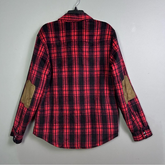 American Rag shacket shirt jacket men's Medium Buffalo plaid red snap quilted - Picture 3 of 12